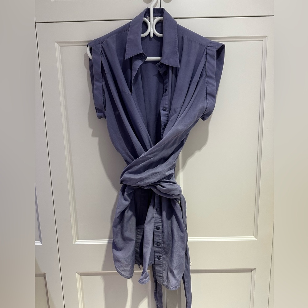 Italian linen blue wrap dress size 6